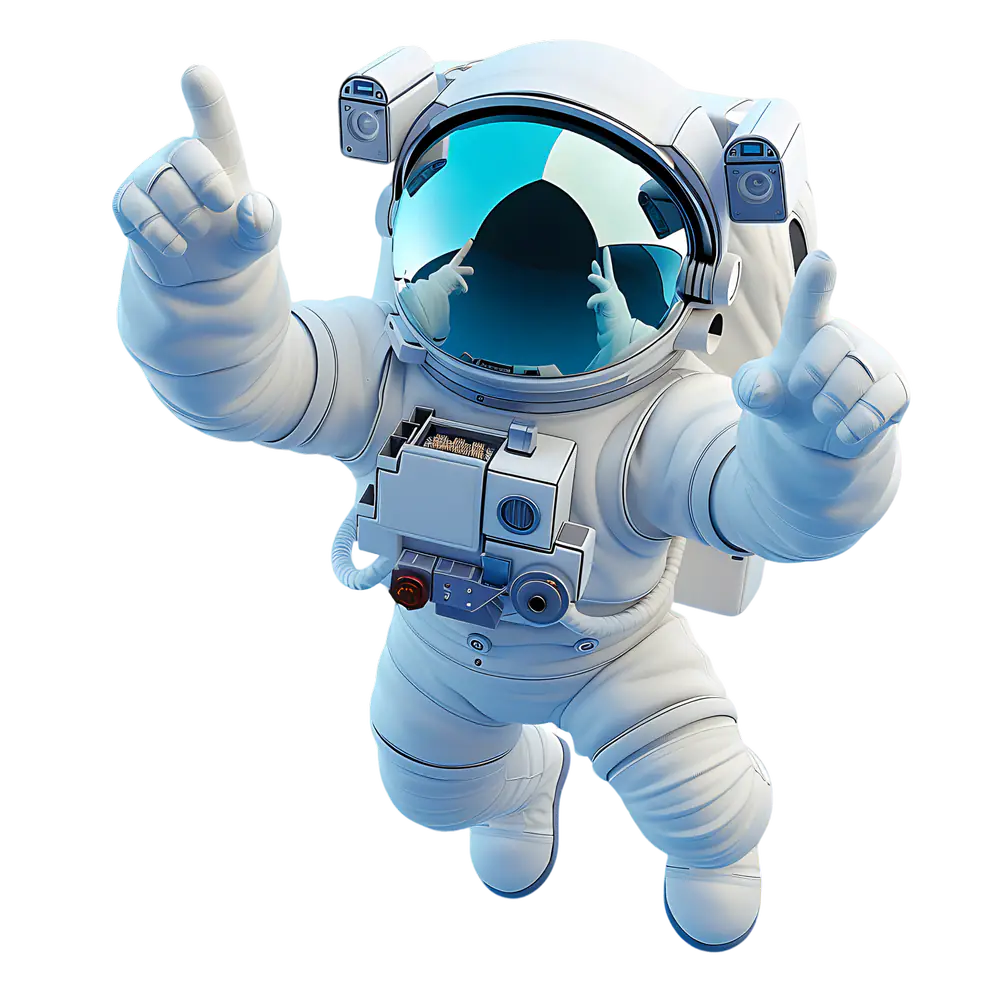 Technical SEO astronaut pointing up.