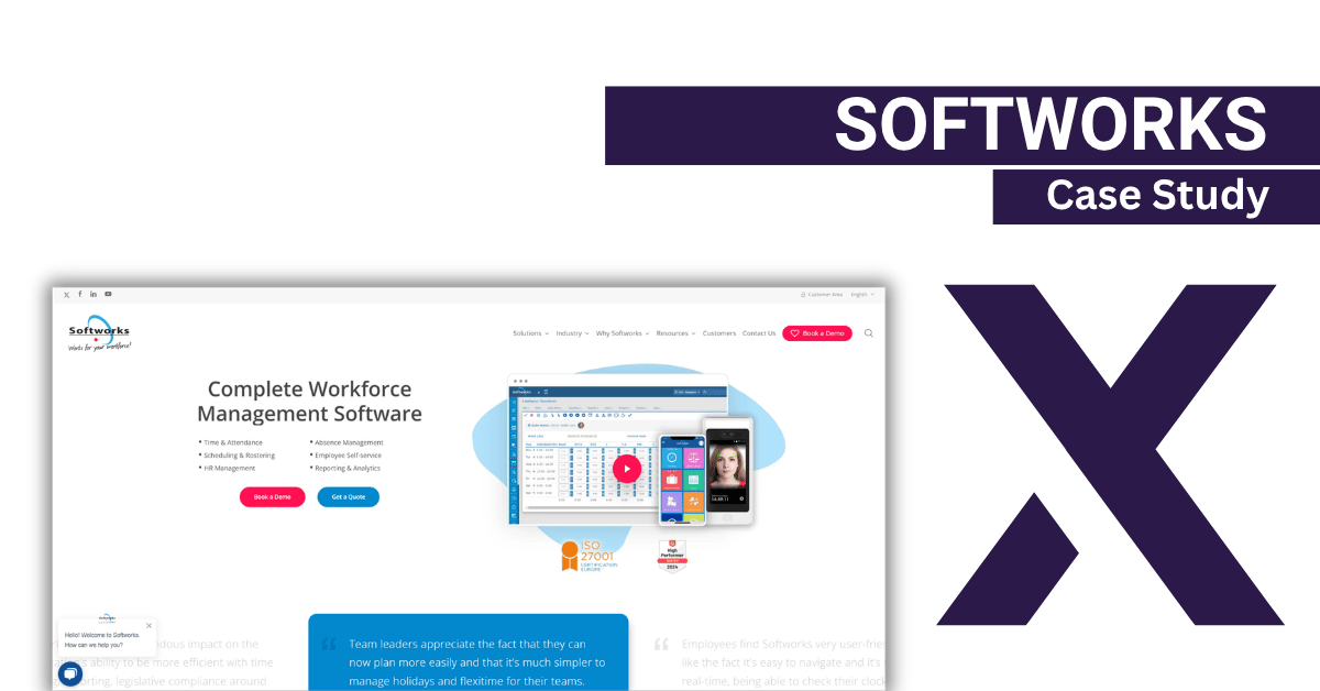 Softworks website development case study cover image.